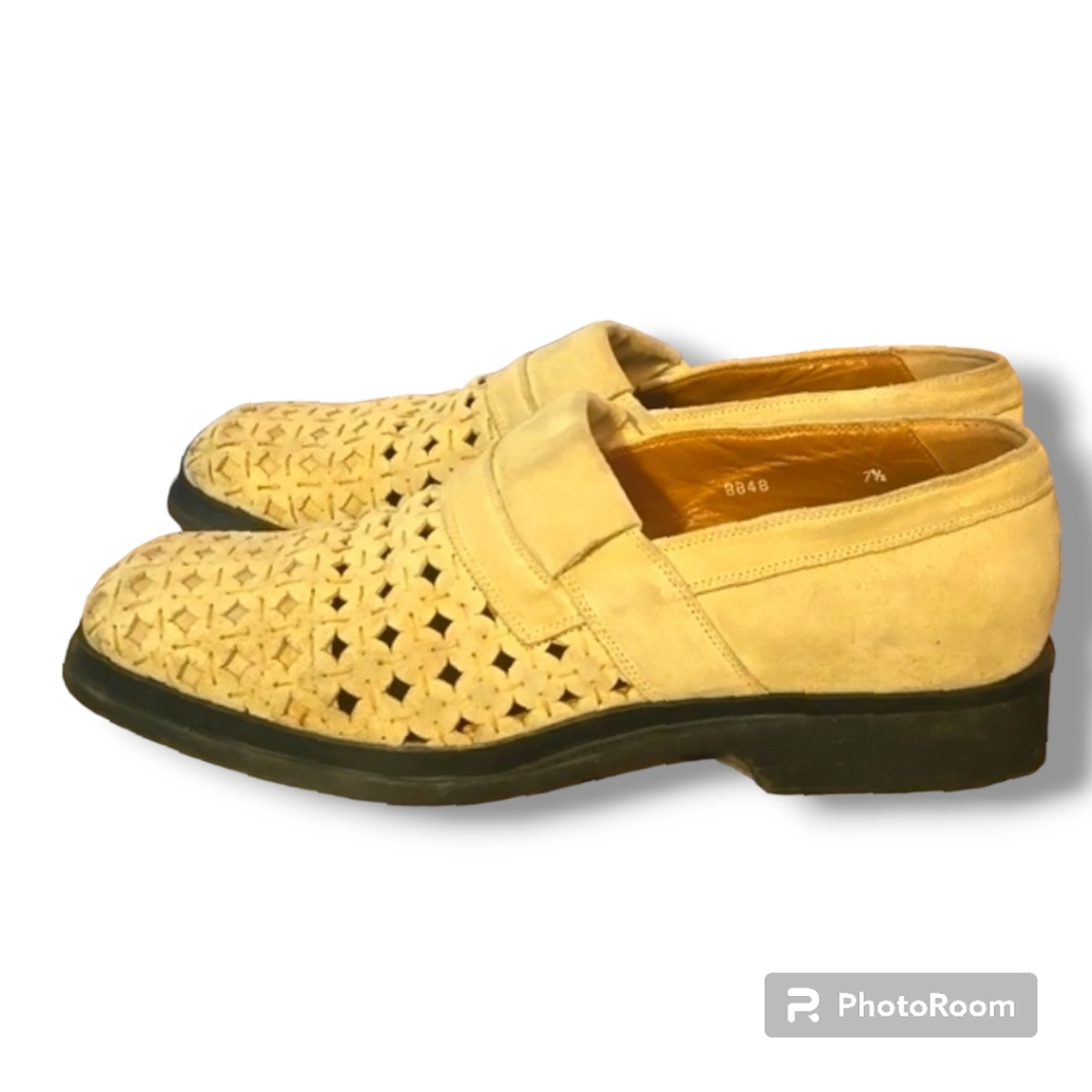 Cesare Paciotti Perforated Cream Suede Slip On Shoes